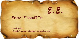 Encz Elemér névjegykártya